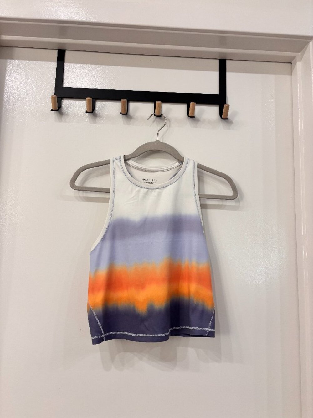 Athleta Blue Orange Purple Ombre Dip-Dye Racerback Crop Tank Sz S